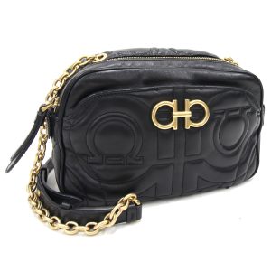 2311060571 Chanel Matelasse Chain Mini Pouch Necklace Leather Black