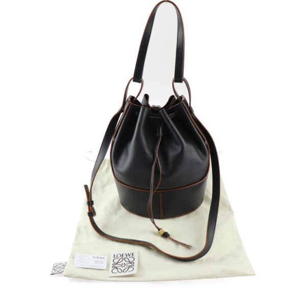 2311123007068 10 Loewe Balloon Medium Shoulder Bag Calfskin Black Brown