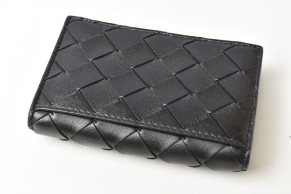 23112512 bv 3 Bottega Veneta Card Case Business Card Case Coin Case Intrecciato Lambskin Black