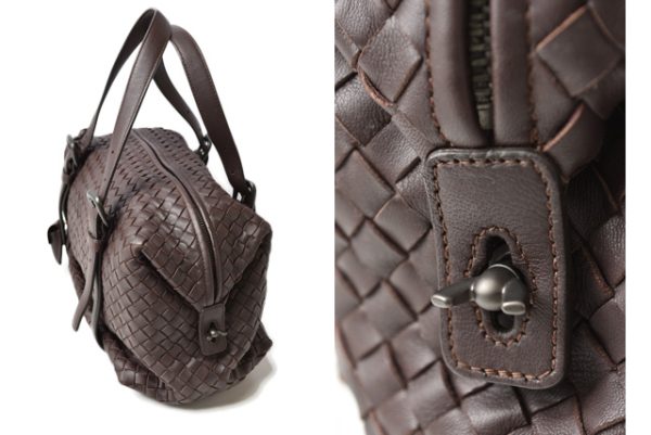 23112602 bv 2 Bottega Veneta Handbag Mini Boston Intrecciato Nappa Montaigne Dark Brown