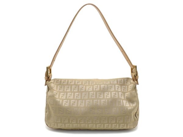 23117303346 02 Fendi Zuchino Pattern Canvas Leather Mamma Bucket One Shoulder Bag Beige