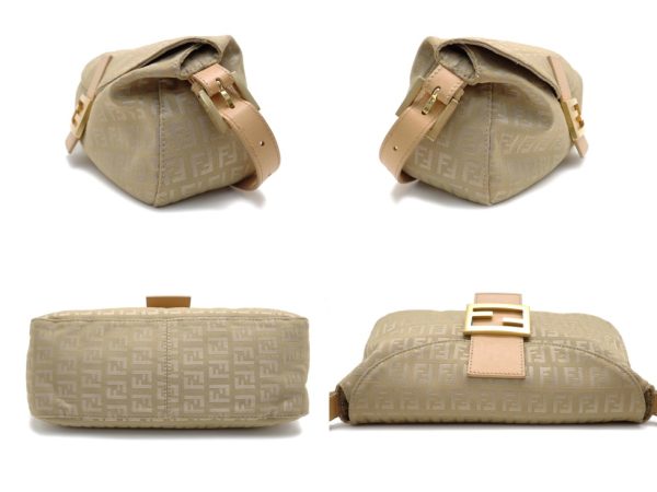 23117303346 03 Fendi Zuchino Pattern Canvas Leather Mamma Bucket One Shoulder Bag Beige