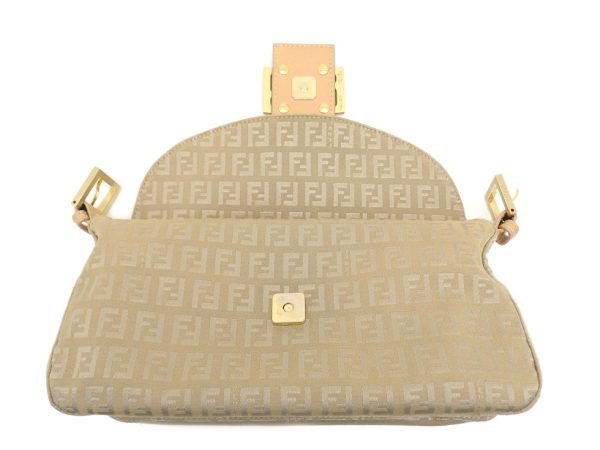 23117303346 09 Fendi Zuchino Pattern Canvas Leather Mamma Bucket One Shoulder Bag Beige