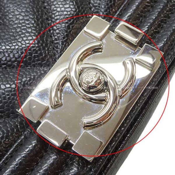 23120304 6 Chanel Chevron V Stitch Chain Caviar Skin Shoulder Bag Black