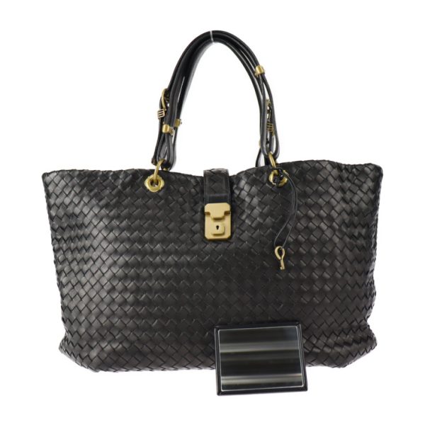 2312063007108 1 Bottega Veneta Rome Intrecciato Leather Tote Bag Black