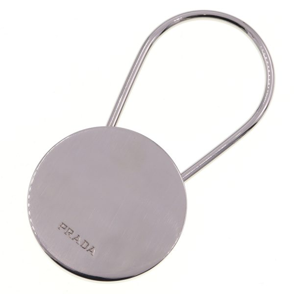 2312120561 Prada Silver Metal Round Key Ring Bag Charm