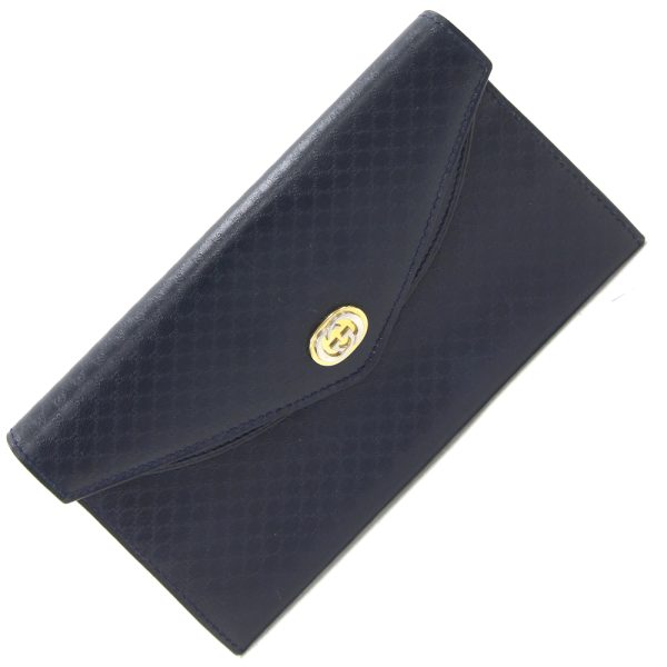 2312120621 Gucci Micro Gg Bifold Long Wallet Leather Navy