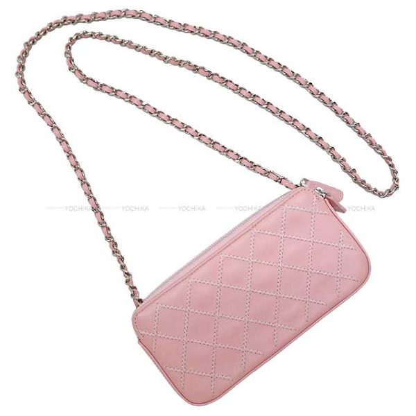 23121803 1 Chanel Coco Mark Matelasse Wild Stitch Chain Wallet Pink