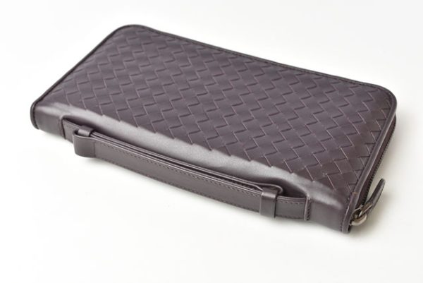 23122118 bv 4 Bottega Veneta Long Wallet Travel Case Round Zipper Dark Purple