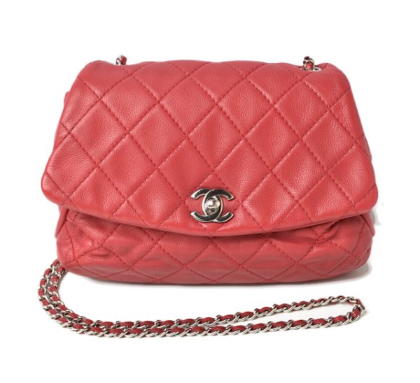 23122409 ch 1 Chanel Chain Matelasse Leather Shoulder Bag Red