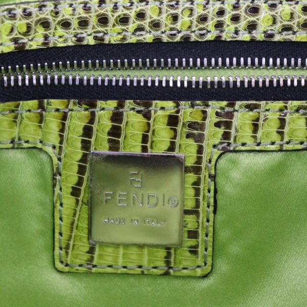 2313031001017 10 Fendi Mamma Bucket Handbag Canvas Lizard Khaki Green