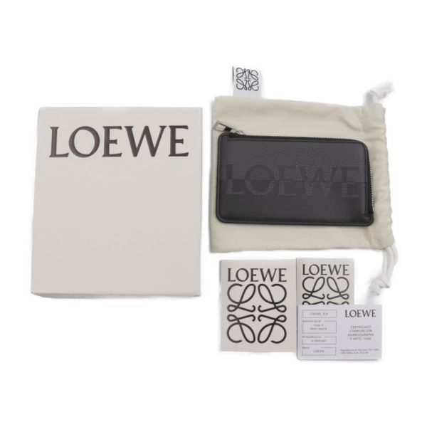 2313093002022 10 Loewe Signature Coin Card Holder Calfskin Leather Gray Black