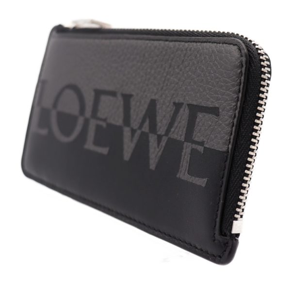 2313093002022 2 Loewe Signature Coin Card Holder Calfskin Leather Gray Black