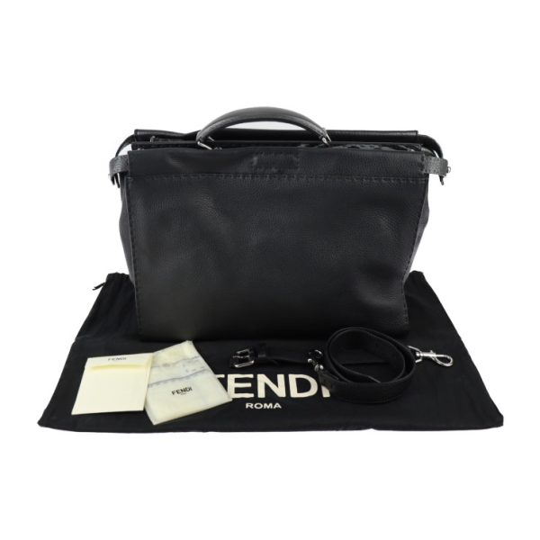 2314063010132 10 Fendi Peekaboo Selleria Handbag Roman Leather Black