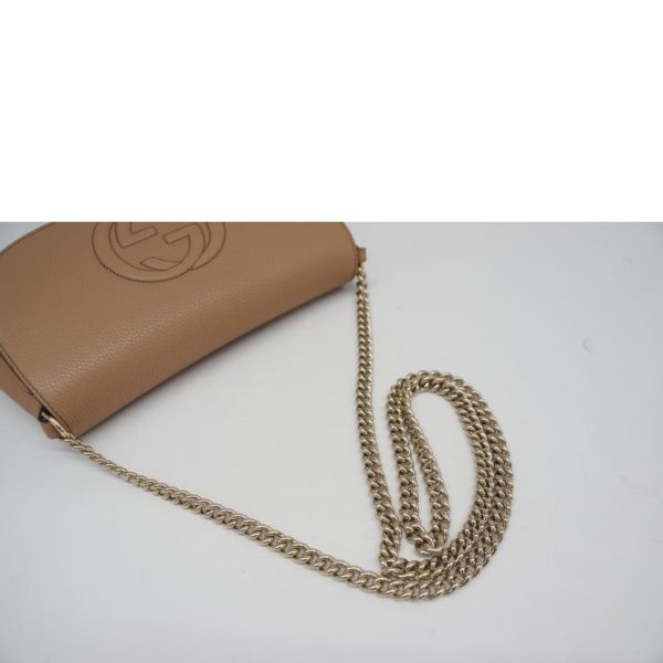 23158 4 Gucci Soho Interlocking Chain Leather Shoulder Bag Beige