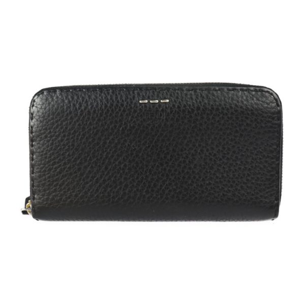 2316011001017 1 Fendi Selleria Long Wallet Calf Leather Black