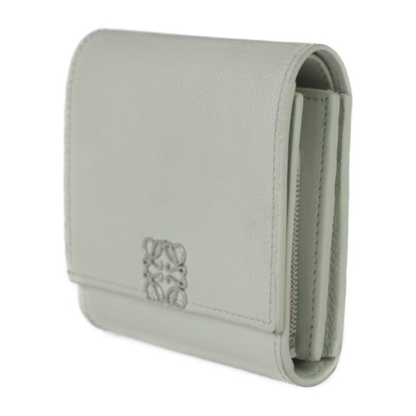 2316043008082 2 Loewe Anagram Compact Flap Wallet Bifold Wallet Leather Light Green