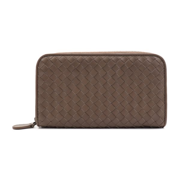 2317073008088 1 Bottega Veneta Intrecciato Calf Leather Long Wallet Taupe