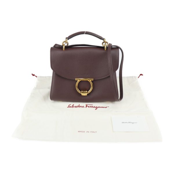 2317093008075 10 Salvatore Ferragamo Margot Calf Leather Handbag Brown