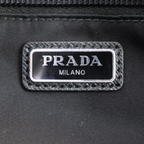 2317123008099 9 Prada Triangle Logo Nylon Leather Handbag Black