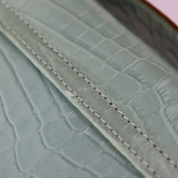 2319063007180 7 Salvatore Ferragamo Gancini Croco Embossed Leather Shoulder Bag Green