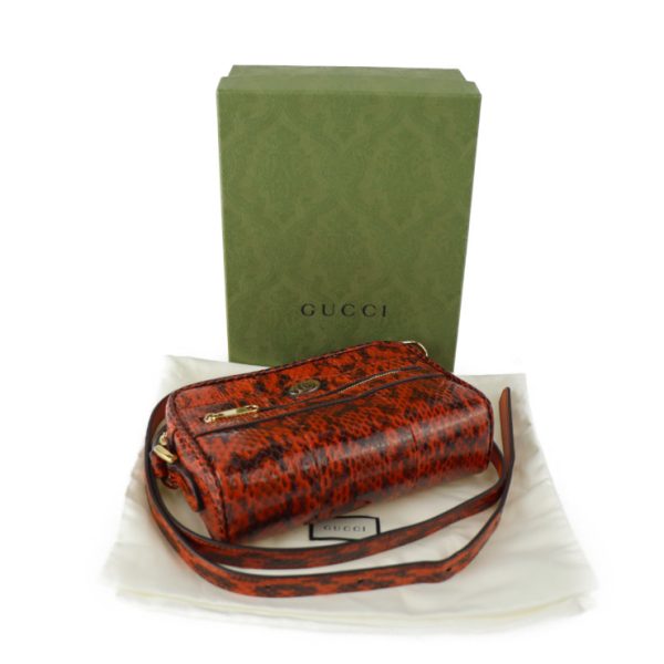 2319063008167 10 GUCCI Ophidia Shoulder Bag Python Orange Black GG