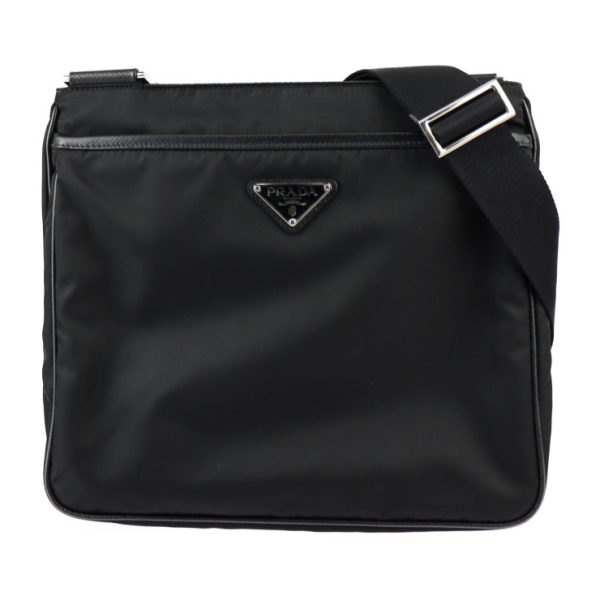 2319103007142 1 Prada Nylon Leather Shoulder Bag Black