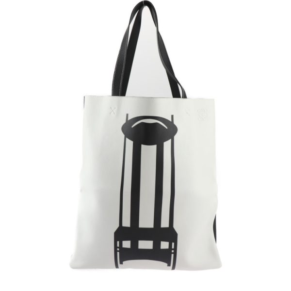 2319113008118 1 Loewe Mackintosh Tote Bag Leather Black White