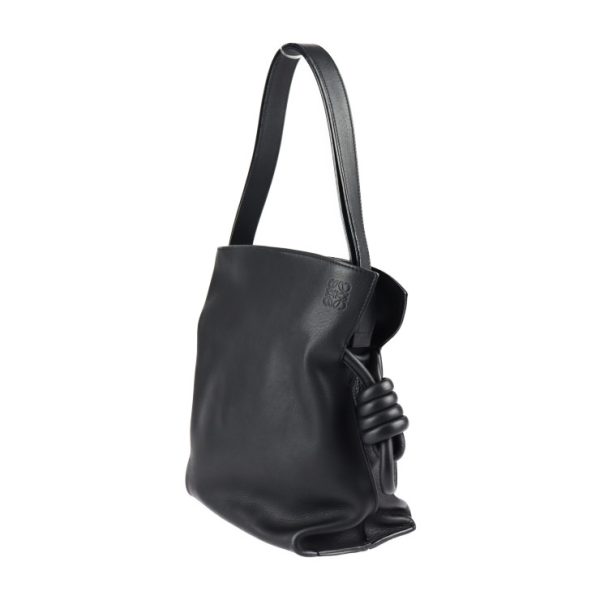 2320083008114 2 Loewe Flamenco Knot Small Shoulder Bag Calfskin Leather Black