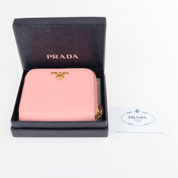 2322013008077 10 Prada Saffiano Metal Leather Bifold Wallet Pink