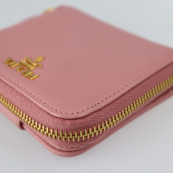 2322013008077 6 Prada Saffiano Metal Leather Bifold Wallet Pink