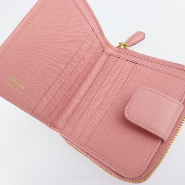 2322013008077 7 Prada Saffiano Metal Leather Bifold Wallet Pink