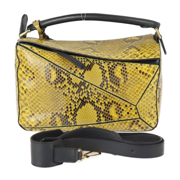 2322053007182 1 Loewe Puzzle Bag Small Python Leather Shoulder Bag Yellow