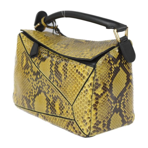 2322053007182 2 Loewe Puzzle Bag Small Python Leather Shoulder Bag Yellow