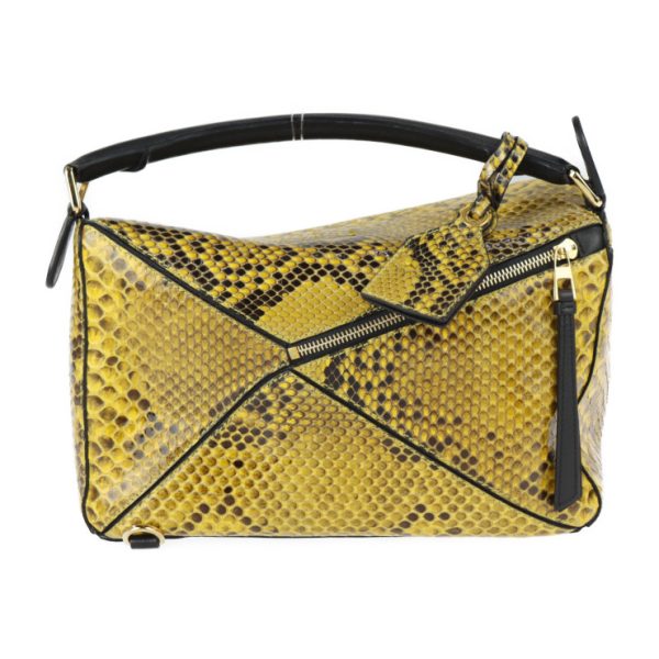 2322053007182 3 Loewe Puzzle Bag Small Python Leather Shoulder Bag Yellow