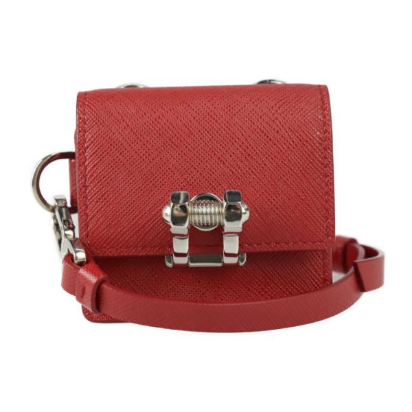 2323033007192 1 Prada Mini Pouch Saffiano Leather Shoulder Bag Red