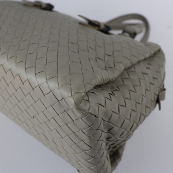 2326013010109 5 Bottega Veneta Prusse Intrecciato Leather Handbag Light Gray