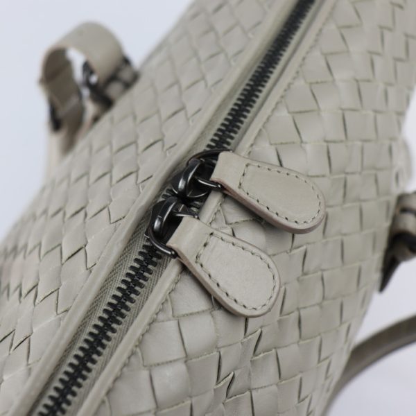 2326013010109 8 Bottega Veneta Prusse Intrecciato Leather Handbag Light Gray