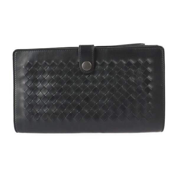 2326013010110 1 Bottega Veneta Continental Intrecciato Calf Leather Wallet Black