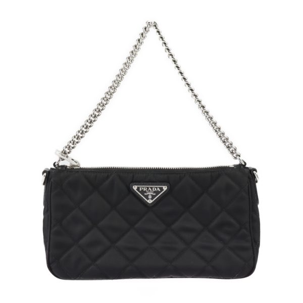 2326103010174 1 Prada Nylon Handbag Black Chain Shoulder