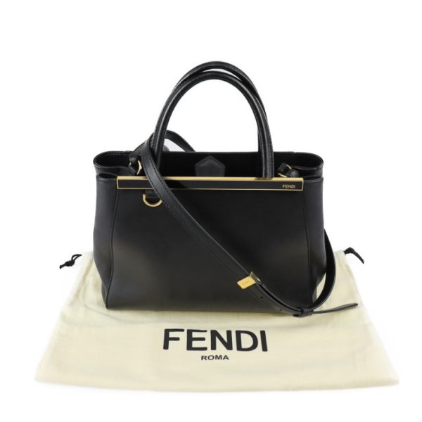 2326103010187 11 Fendi Petite 2Jours Handbag Leather Black