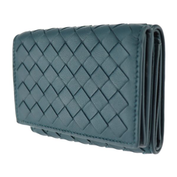 2326113008185 2 Bottega Veneta Intrecciato Leather Tri Fold Wallet Indigo