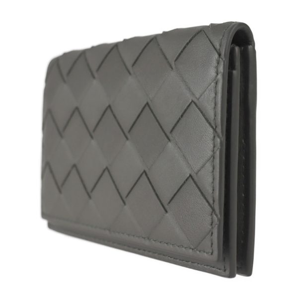 2327033008214 2 Bottega Veneta Intrecciato Card Case Calf Leather Gray