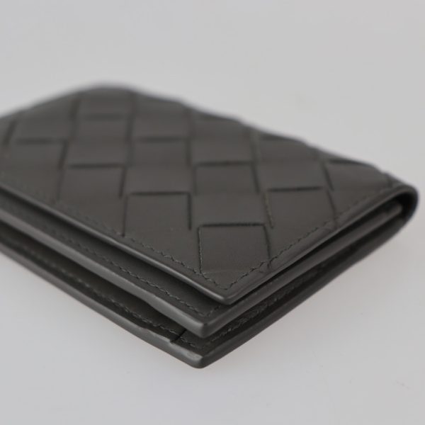 2327033008214 5 Bottega Veneta Intrecciato Card Case Calf Leather Gray