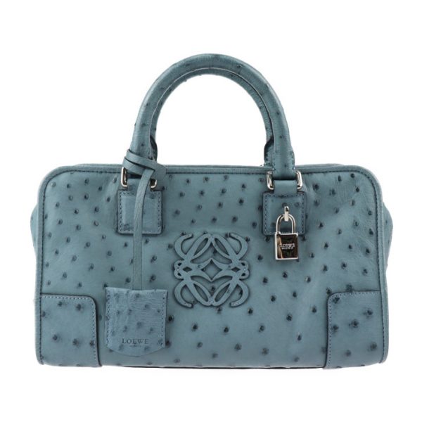 2328093010178 1 Loewe Amazona 29 Handbag Ostrich Blue Mini Boston