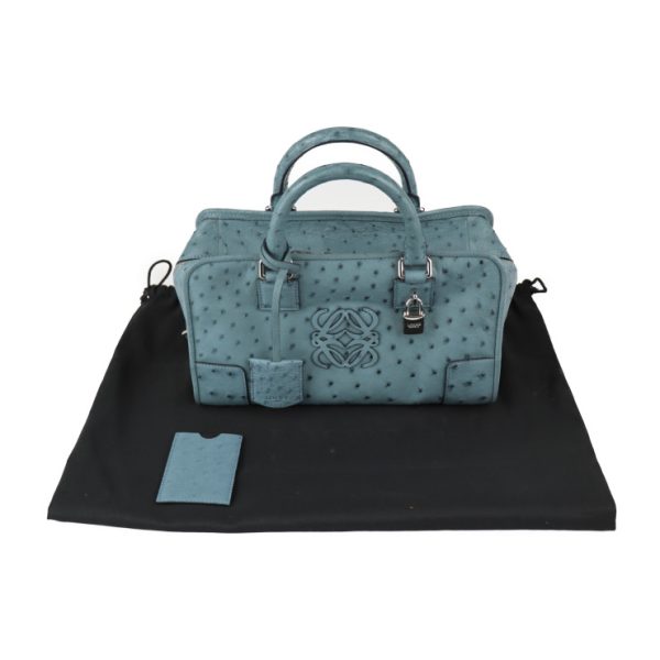 2328093010178 10 Loewe Amazona 29 Handbag Ostrich Blue Mini Boston