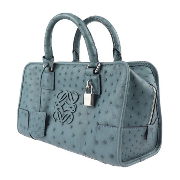 2328093010178 2 Loewe Amazona 29 Handbag Ostrich Blue Mini Boston