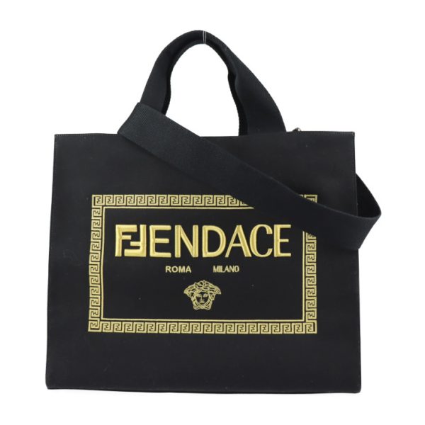 2328093010180 1 Fendi Tote Bag Canvas Black Gold