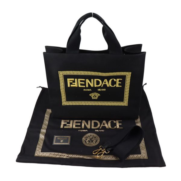 2328093010180 9 Fendi Tote Bag Canvas Black Gold