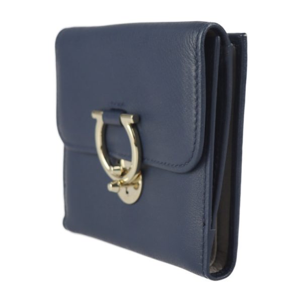 2329033002246 2 Salvatore Ferragamo Gancini Bifold Wallet Navy